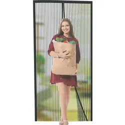 Fliegennetz-Türvorhang mit Magnetverschluss, 210x90cm, schwarz-transparent – Schutz vor Fliegen, Mücken & Wespen, einfache Montage ohne Bohren