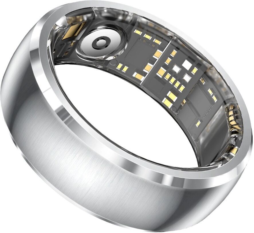 INF Multifunktionaler Edelstahl-Smart-Ring mit Touchscreen, Gestensteuerung, Herzfrequenz & SpO2, kompatibel mit Android und iOS Silber 9
