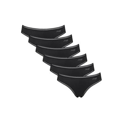 Slip SLOGGI "Slip GO Crush Mini C6P 6er Pack", Damen, Gr. M, schwarz, Obermaterial: 95% Baumwolle CO. 5% Elasthan EL., Unterhosen Slip