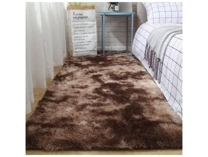 TAPIS DESSOUS DE TAPIS 80x160 cm Marron Shaggy Yoga Moquette - Rectangle Peluche Anti-dérapage Absorbant
