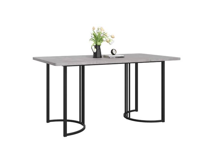 Evryae Esstisch MDF Metallgestell Retro modern verstellbare Füße multifunktional groß, Grau, Rechteckig,Rechteckig, Kufe, 80x75x140 cm, Esszimmer, Esstische