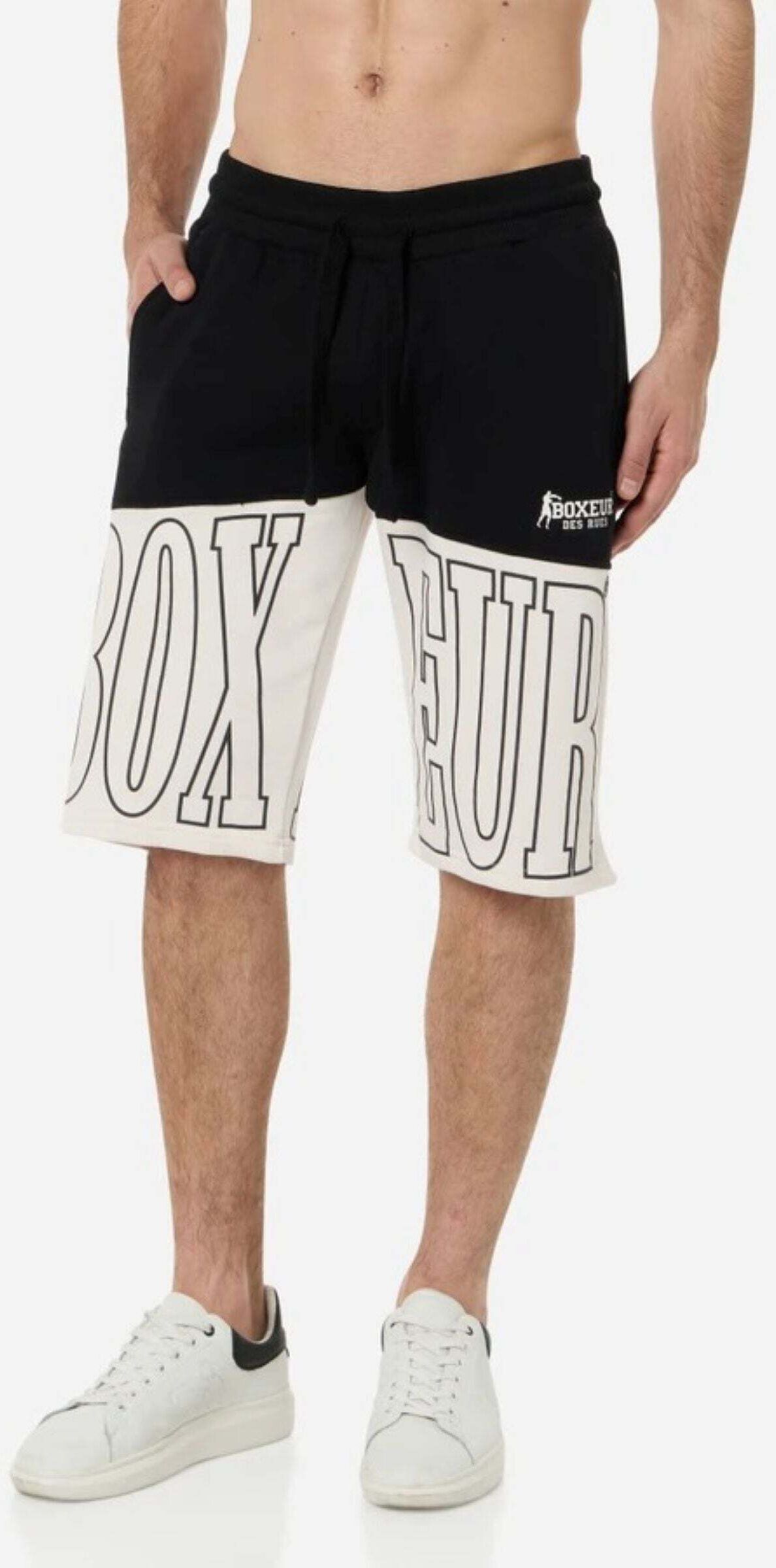 Shorts BOXEUR DES RUES "BOXEUR DES RUES Sweatshorts Challenge", Herren, Gr. S, N-Gr, schwarz, Obermaterial: 80% Baumwolle CO. 20% Polyester PES., Hosen Shorts schwarz S, N-Gr