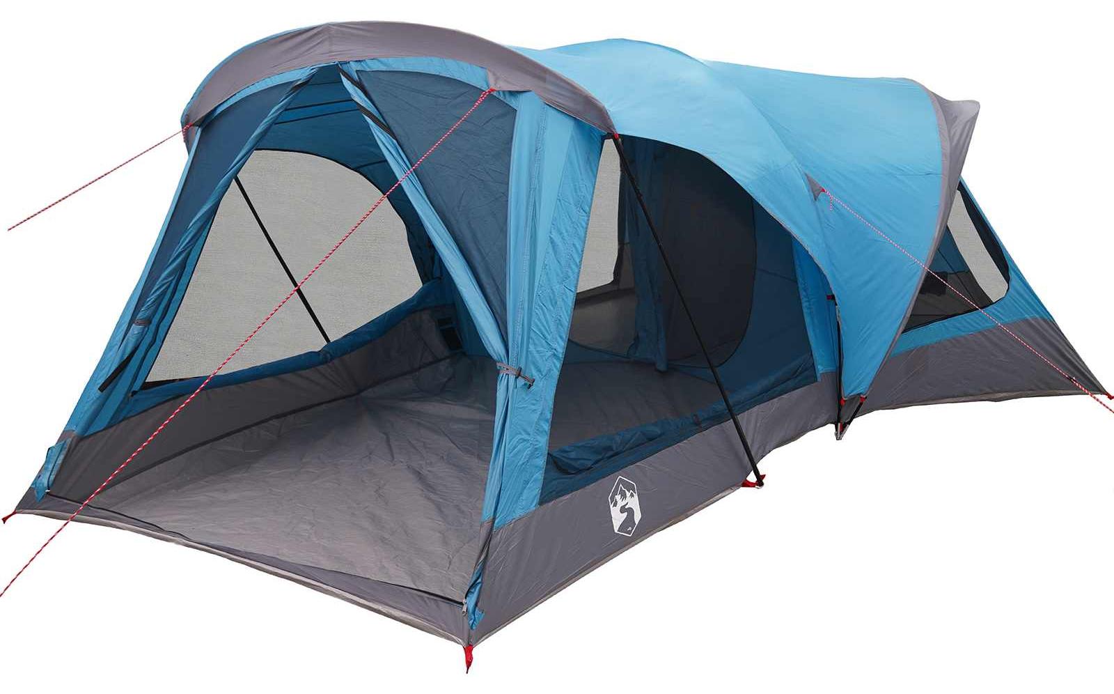 Blaues 14-Personen-Zelt, 550x555x208 cm, E-Port, belüftet, Sommer-Camping