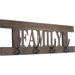 Wandgarderobe Familie, Garderobe Garderobenpaneel, Shabby-Look Vintage 20x60cm ~ braun