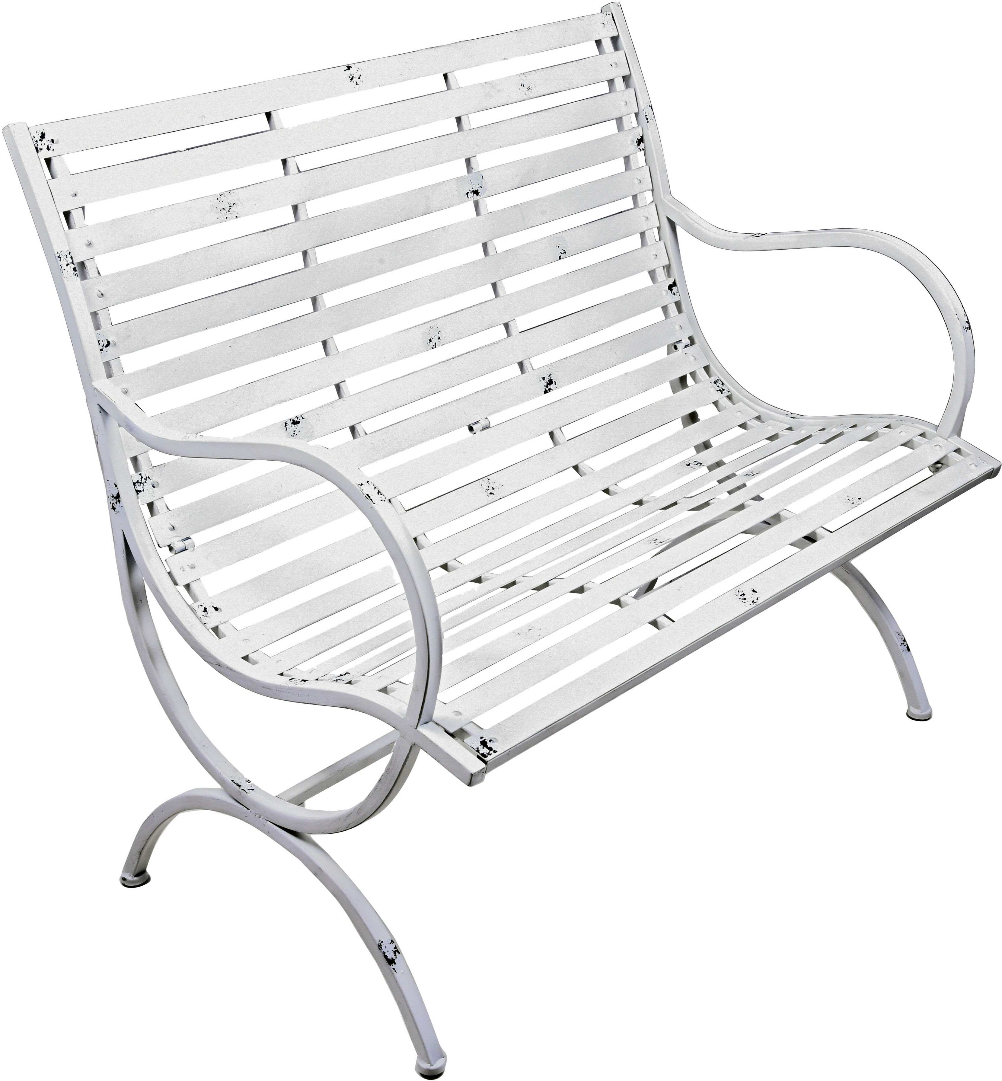 Gartenbank GARDEN PLEASURE "Tambora", weiß (altweiß), B:104cm H:92cm T:67cm, Stahl, Sitzbänke, Gartenbank