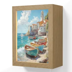 WANDLEUCHTE Boote - Felsen - Meer - Sonne 15x20 cm Wandlampe