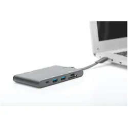 Digitus Universal Travel DA-70865 (USB-C, 3 Ports), Dockingstation + USB Hub, Schwarz
