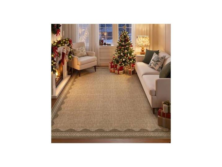 Tapis Salon 160 x 230 cm à poils courts - Tapis Doux pour Salon Chambre Canapé - Beige