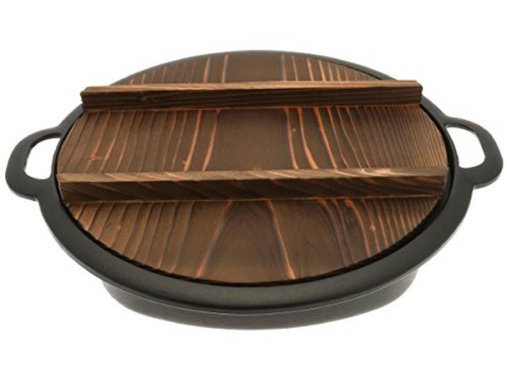 Iwachu 410-694 Gyoza-Pfanne mit Holzdeckel, groß, schwarz