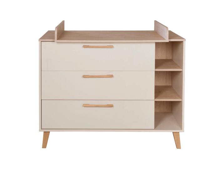 Roba Wickelkommode breit inkl. Wickelansatz Jil, Kaschmir, Holz, Uni, 3 Schubladen, 117x103x78 cm, Baby- und Kindermöbel, Babyzimmer, Wickelkommode & Zubehör, Wickelkommoden
