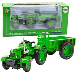 Metall-Ackerschlepper mit Anhänger Grün 1:18