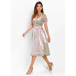 bonprix Dirndl mit Perlen (2-tlg.Set), grün, Gr.36, Wunderschönes Dirndl mit Spitzenborte und Perlen am Ausschnitt