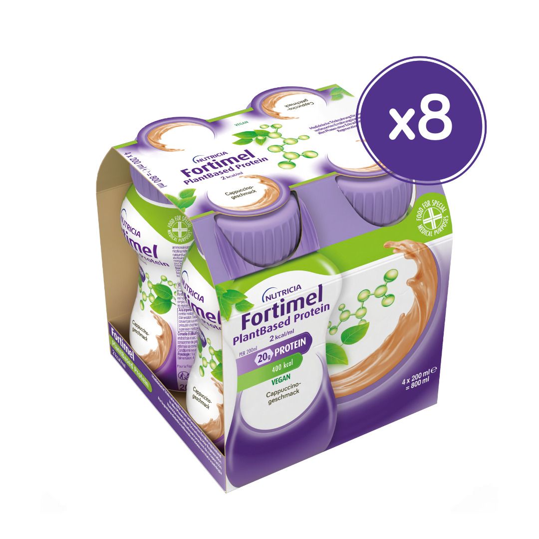 Fortimel PlantBased Protein 2 kcal Cappuccino 8x4x200 ml Flüssigkeit