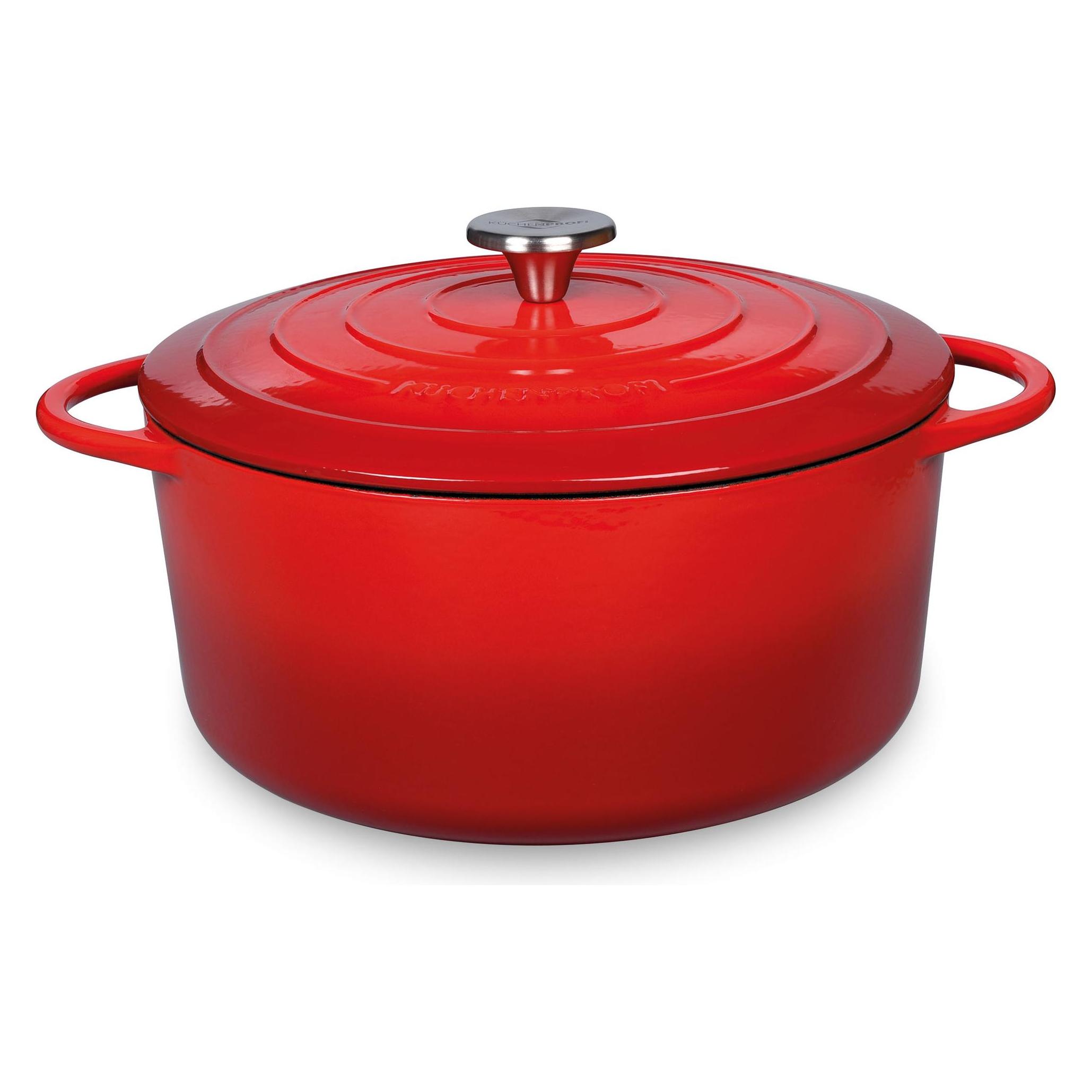 Küchenprofi Bratentopf rund, 26 cm classic red (Bräter + Schmortopf, Kochtopf, Gusseisen, 26 x 12 cm) (04 0100 04 26)