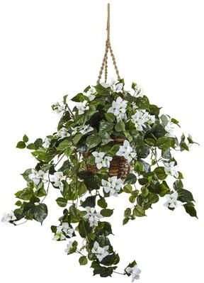 Nearly Natural Bougainvillea 28-inch Hanging Basket