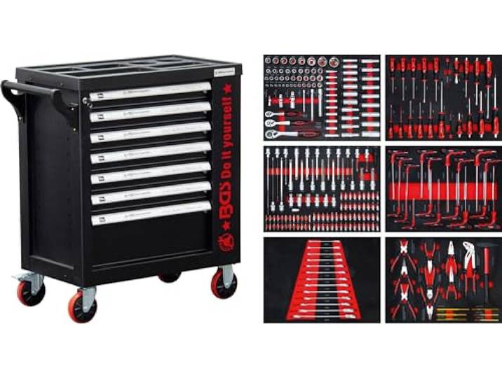 BGS DIY 6058 Werkstattwagen 7 Schubladen 1 Seitentür 250 Werkzeuge