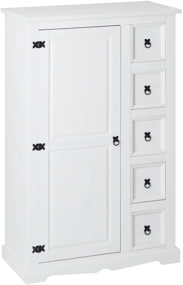 Commode TEQUILA met 5 lades – Wit – Rustiek design