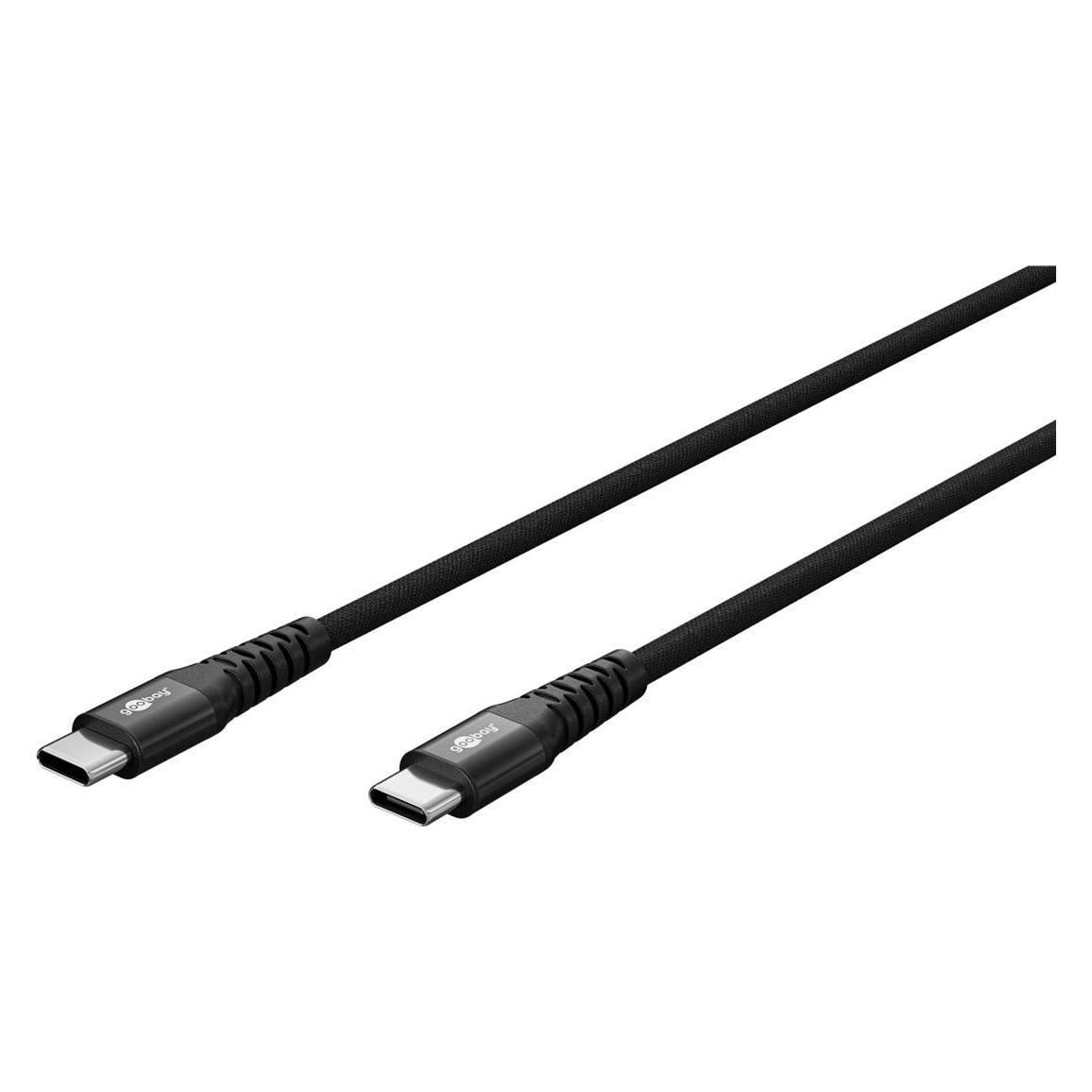 Goobay USB-C Supersoftes Textilkabel mit Metallsteckern, 2 m, schwarz (2 m, USB 2.0, 60 W) (73954)