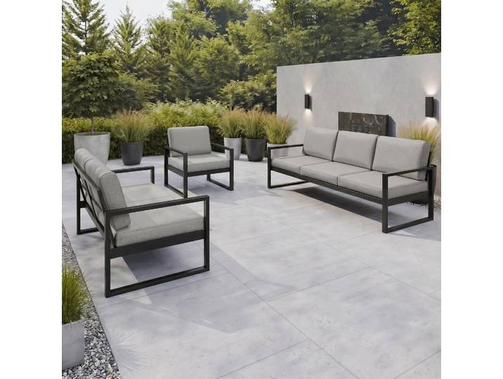 BEAUTYSOFA Gartenmöbel-Set STELLA, Gartenmöbel Set Balkon Terrasse Gartenlounge-Set für 6 Personen, Sofas & Sessel Wasserabweisend Stoff Beige