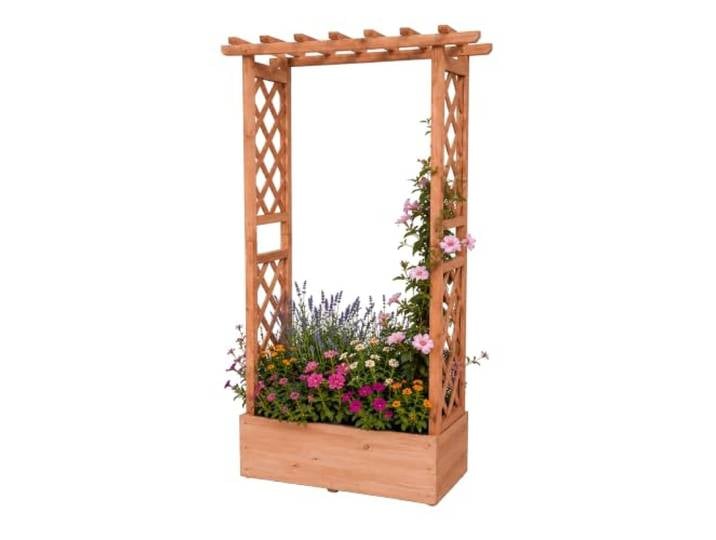 Relaxdays jardinière avec Treillis et Toit\, 152x78x36 cm\, Orange Jardinière avec treillis\, balcon et jardin\, en bois