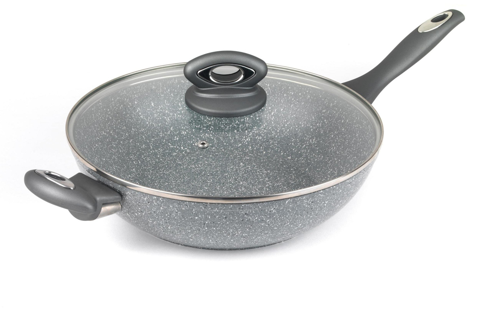 Salter BW02772G Marblestone wokpan met deksel, 28 cm, anti-aanbak en vrij van PFOA