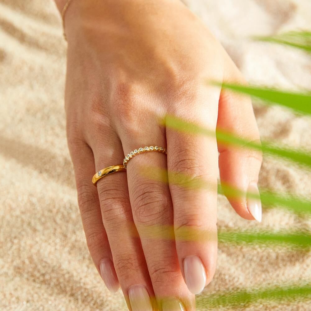 Unique Funkelnder Silberring vergoldet mit Zirkonia