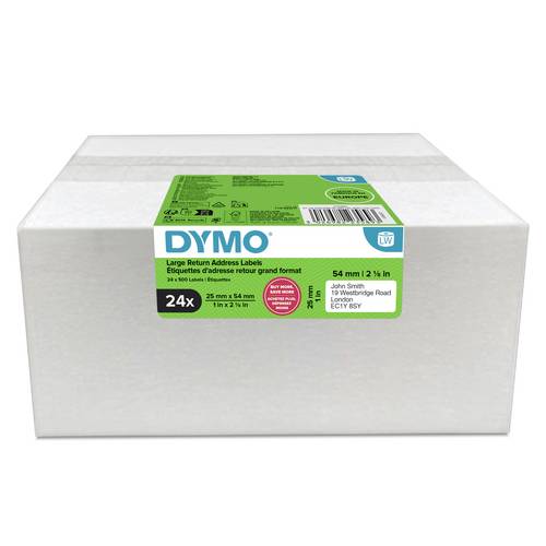 DYMO Etiketten Rolle 54 x 25mm Papier Weiß 24 Rollen Permanent haftend 2223589 Versand-Etiketten