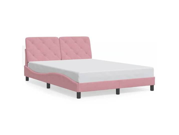 Cadre de lit sans matelas - SARFAY - Rose - Velours - 140x200 cm - Lit double - Rembourré - Confortable&84296