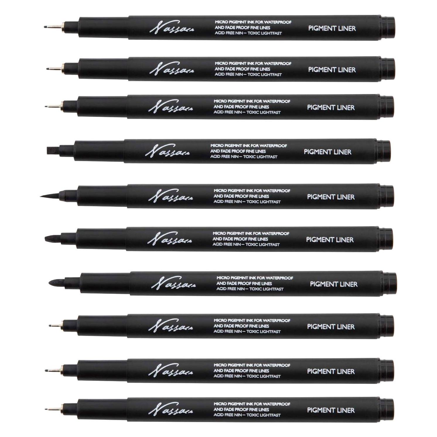 Nassau Drawing Pen Set Fineliners 10pcs - (K-AR0819/GE) (10x) (K-AR0819/GE)