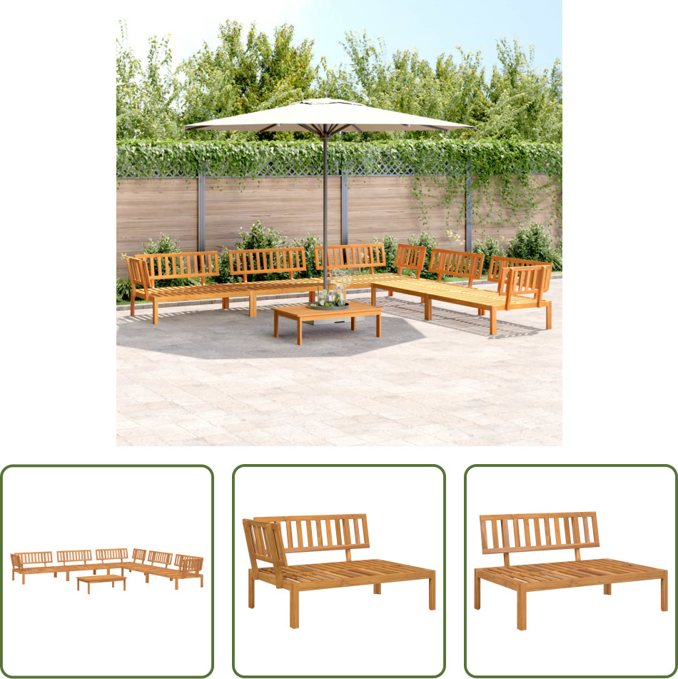The Living Store 6-tlg. Garten-Sofagarnitur aus Paletten Massivholz Akazie