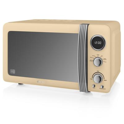 SWAN SM22030CNEU Retro Digitale Mikrowelle 20L, 5 Leistungsstufen, Auftauen, Timer, Creme, 800W