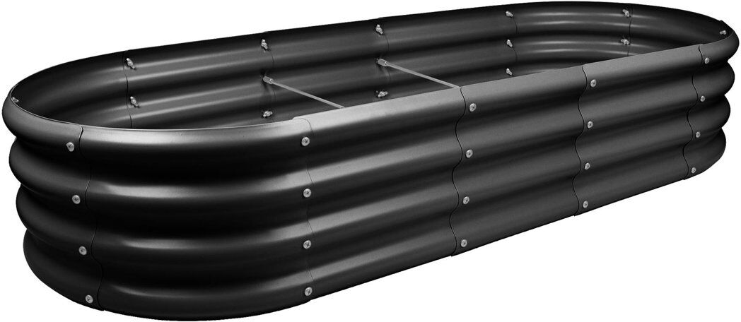 Harbour Housewares - Rounded Galvanised Steel Raised Garden Bed Planter Black 30cm H x 180cm W x 90cm D