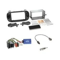 Fiat 500 (2008-2015) Einbauset 2-DIN Autoradio Radioblende matt schwarz/soft ...