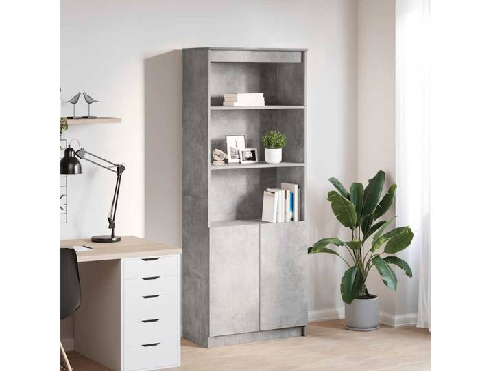 vidaXL Highboard, Highboard Betongrau 70x35x180 cm Holzwerkstoff
