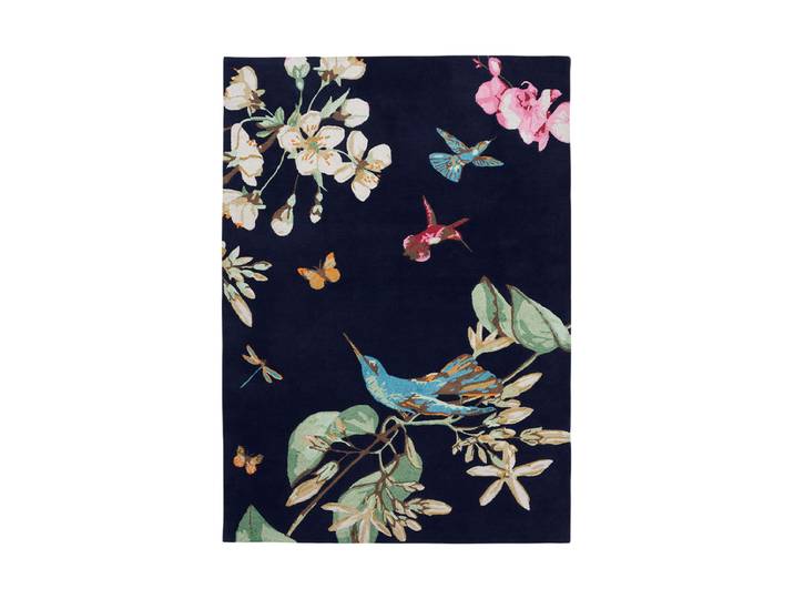 Handgetufteter Designer Wollteppich „Hummingbird“, verschiedene Grössen Navy WEDGWOOD