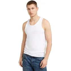 G-STAR Herren Tank Tops - Base Tank Top, Rundhals, Baumwolle, einfarbig Weiß / L