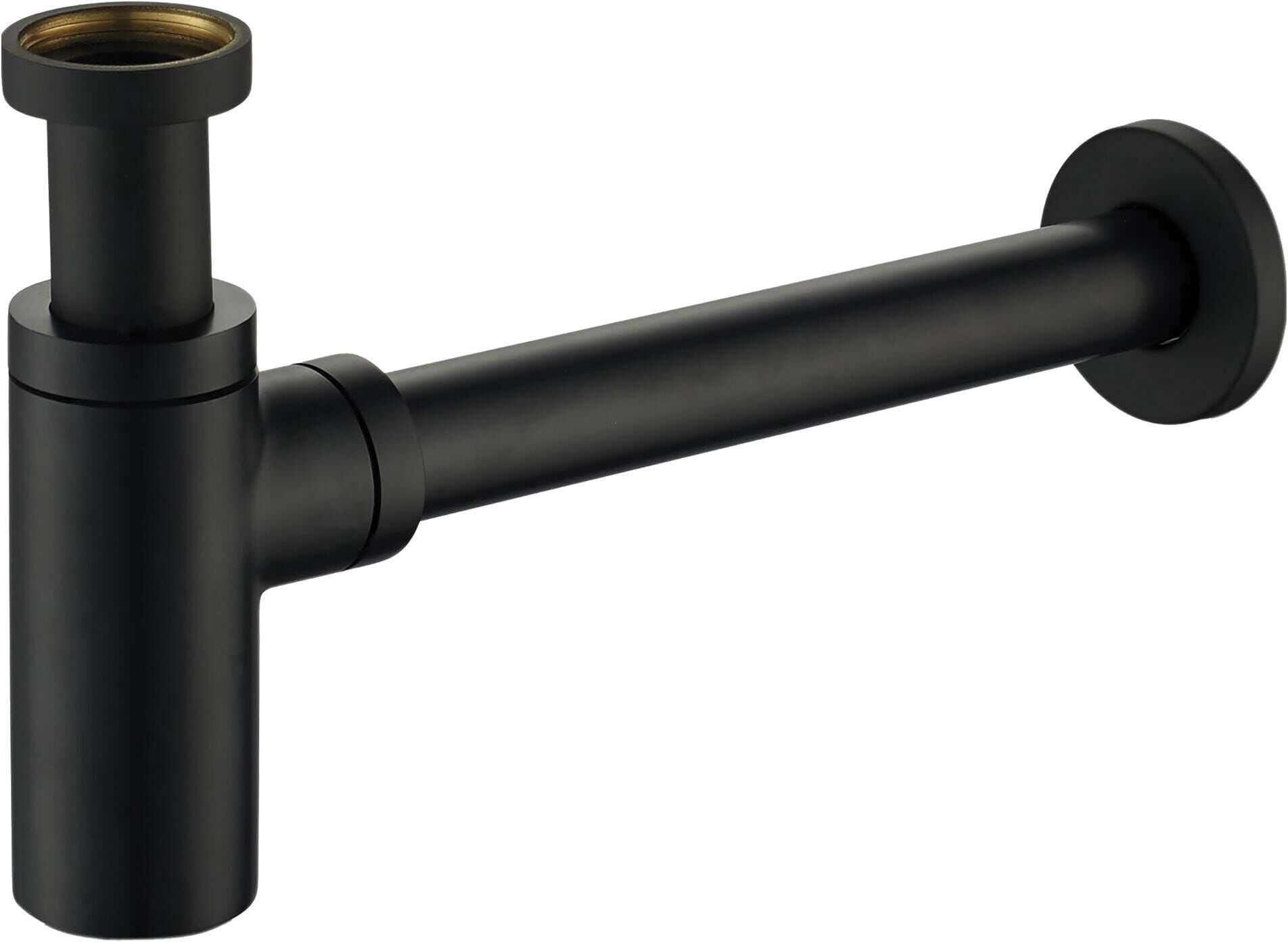 Tecom SIFONE LAVABO  1''1/4 ARREDO TONDO ALTO OTTONE NERO CANOTTO Ø 32 mm 44 l/min