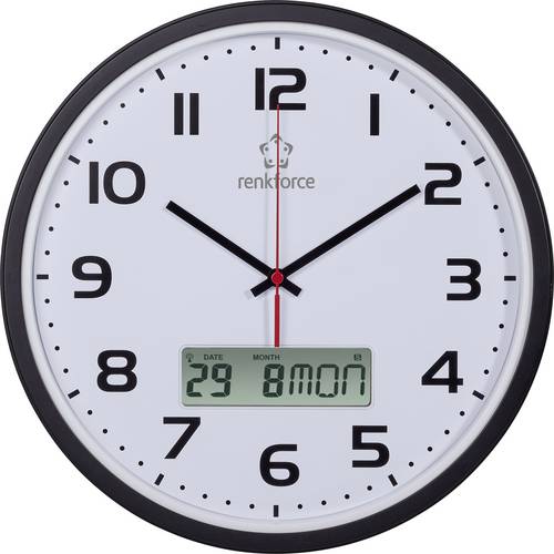 Renkforce HD-WRCL135 Funk Wanduhr 32cm x 45mm Schwarz