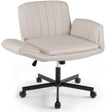 Costway Criss Cross Office Chair with 5-Level Adjustable Arms and Wheels-Beige