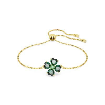 Armband SWAROVSKI "IDYLLIA" Gr. M, gold (gelbgoldfarben, grün, grün), Armbänder, Damen, M, Metall, Armband, mit Swarovski Kristall, Zirkonia (synth.)