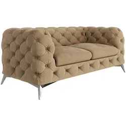 CHESTERFIELD-SOFA 2-Sitzer Laura Beige Samt