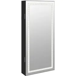 vidaXL Spiegel-Schmuckschrank mit LED-Beleuchtung Wandmontage Schwarz
