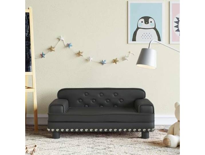 KGCRYUWED Kindersofa, Mini-Couch aus Kunstleder, Schwarz 70x45x30 cm Massiver Kiefernholzrahmen, Weiche Schaumstoffpolsterung, Alter 3-6 Jahre