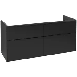 Villeroy & Boch Subway 3.0 Waschbeckenunterschrank, LED-Beleuchtung, 4 Auszüge, 1272x576x478mm, C568L1VL, Farbe: Front/Korpus: Volcano Black, Griff: Volcano Black