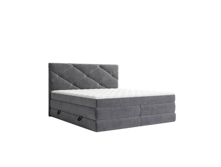 Carryhome Boxspringbett, Anthrazit, Kunststoff, H3 + H4, Höhe ca. 19 cm, 180x200 cm, Wendematratze mit unterschiedlichen Härtegraden, Schlafzimmer, Betten, Doppelbetten