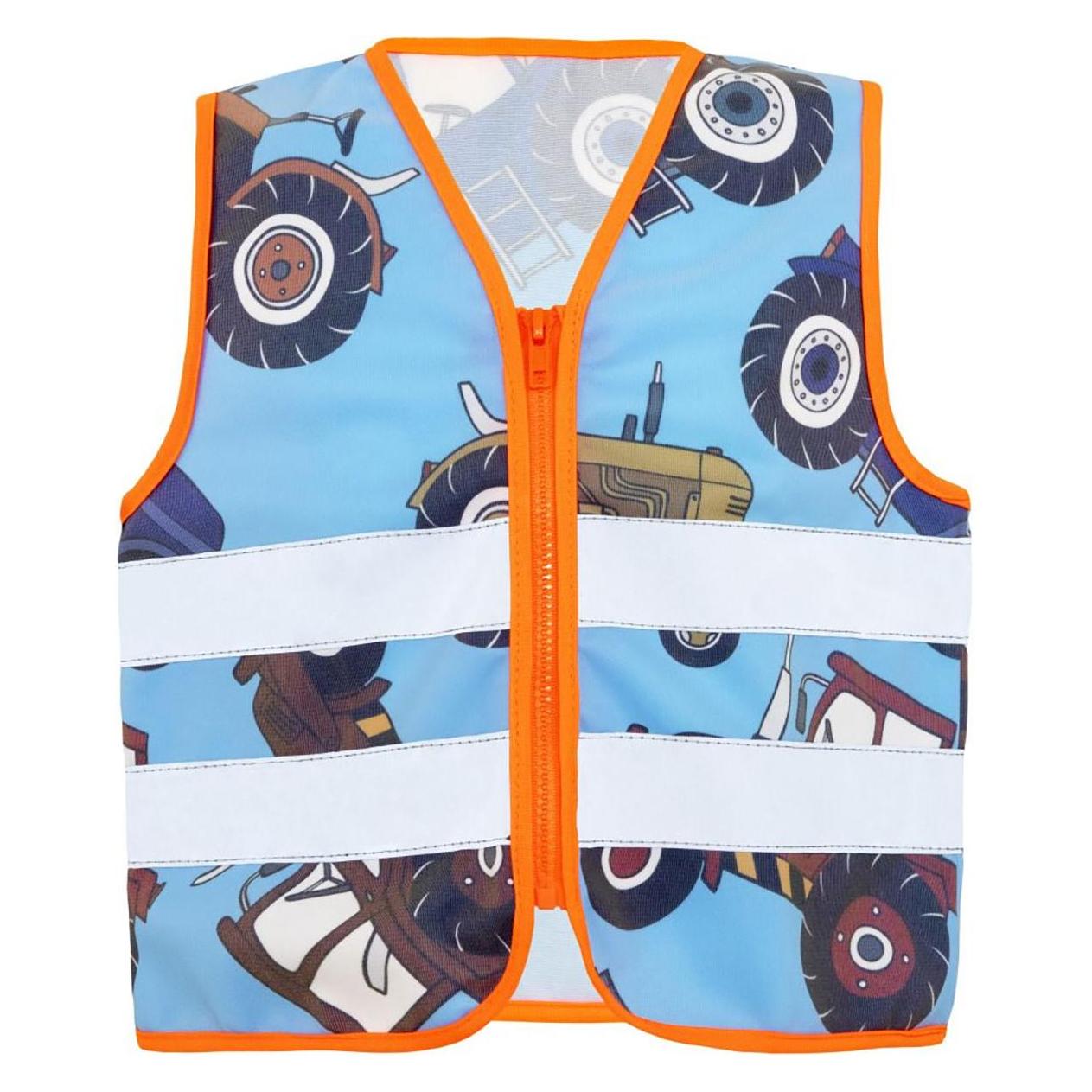Korntex Kinder Warnweste Working Heroes Blau/Traktor CO2 Neutral S EN 17353 ACTWORTRA (S) (76.ACTN)