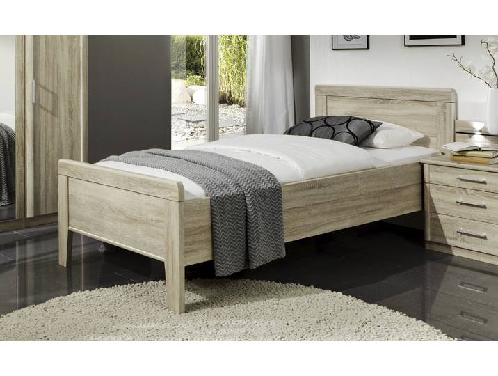Holzbett WIEMANN Meran , beige (eiche, sägerau), B:98cm H:88cm L:207cm, Betten, Holzbett, in Komforthöhe