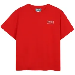 Kenzo Kids Unisex für Kinder. K62056 T-Shirt Logo rot (14Y= 162cm), Lässig, Baumwolle, Kurzarm, Kinderbekleidung