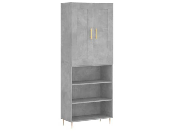 GHVBNMF Highboard Schrank Betongrau 69,5x34x180 cm Holzwerkstoff Zweitüriger Mehrzweckschrank mit robusten Metallbeinen für Wohnzimmer und Büro schafft ordentliche Aufbewahrung.