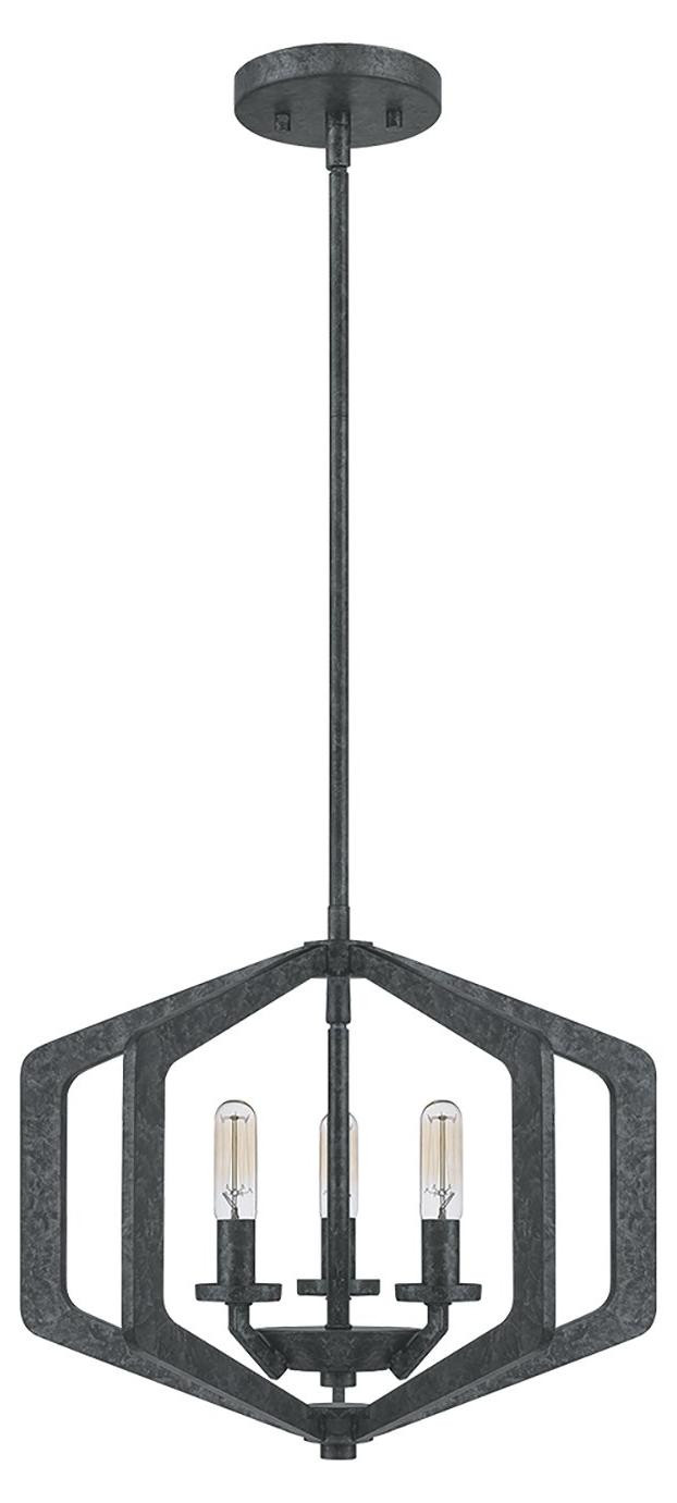 Quoizel Moderne Industriële Scandinavische Hanglamp - Zwart Metaal - 3 x E14